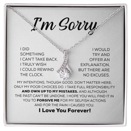 I Am Sorry Gift For Girlfriend/Wife - Silver Necklace