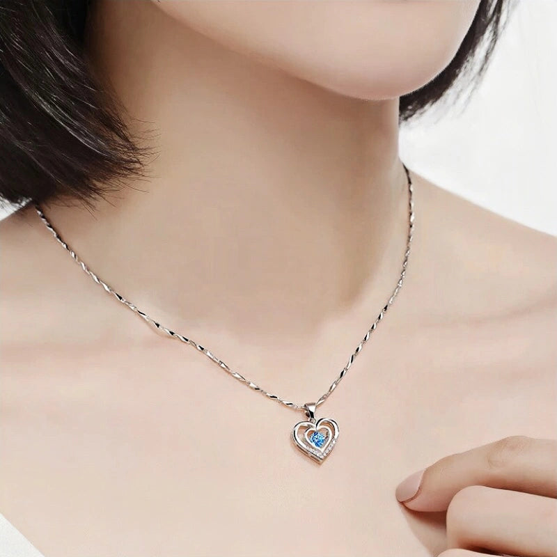 Blue Heart Style - 925 Sterling Silver Necklace