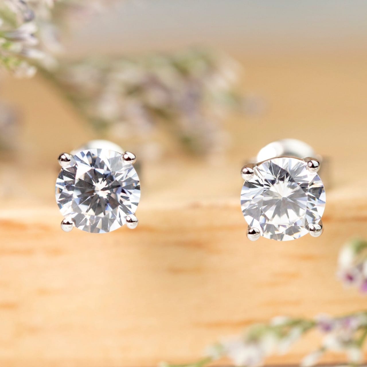 Round Solitaire Studs Earrings For Him/Her