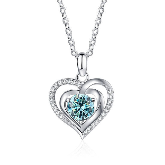 Blue Heart Style - 925 Sterling Silver Necklace